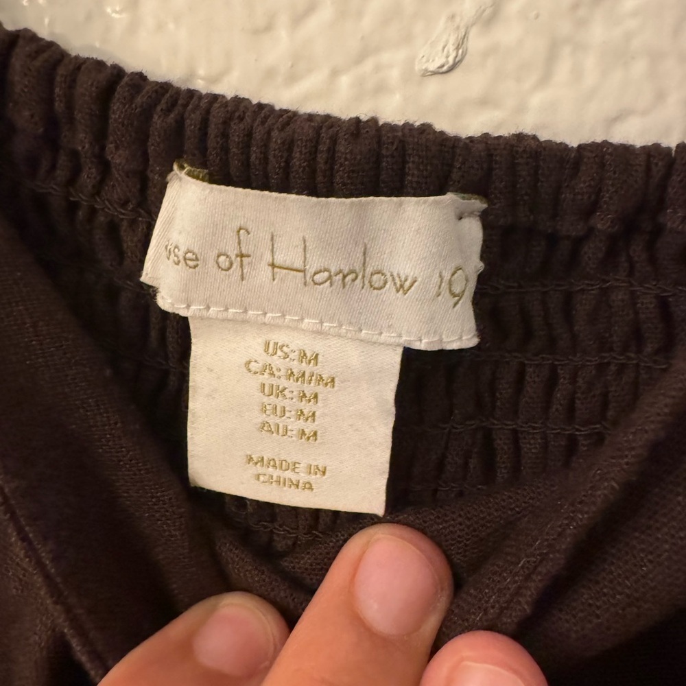 House of Harlow 1969 Chocolate Brown Tiered Babydoll Mini Dress Square Neck - Picture 3 of 8